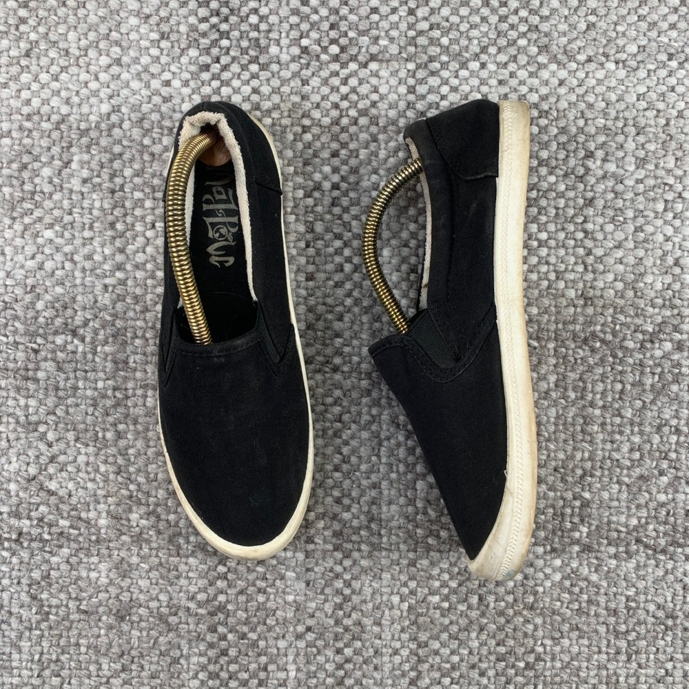 Mad Love Slip On Sneakers Womens 8 Black Canvas Casual Flat Walking Shoes
